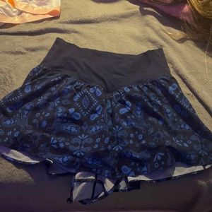 Blue, black, and white, bandana patter shorts,